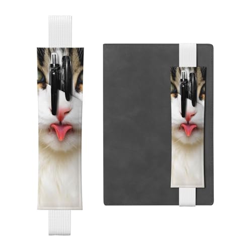 WSHFFILO Federmäppchen aus Leder mit Katzenmotiv, weiß, Einheitsgröße, Münztasche von WSHFFILO