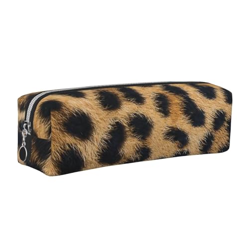 WSHFFILO Federmäppchen aus Leder mit Leopardenmuster, silber, Einheitsgröße, Münztasche von WSHFFILO