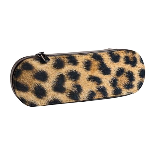 WSHFFILO Federmäppchen aus Leder mit Leopardenmuster, tragbare Schreibwaren-Tasche von WSHFFILO