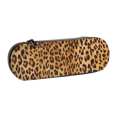 WSHFFILO Federmäppchen aus Leder mit Leopardenmuster, tragbare Schreibwaren-Tasche von WSHFFILO