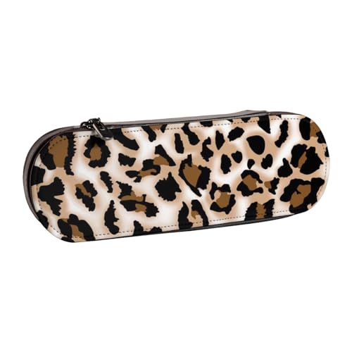 WSHFFILO Federmäppchen aus Leder mit Leopardenmuster, tragbare Schreibwaren-Tasche von WSHFFILO