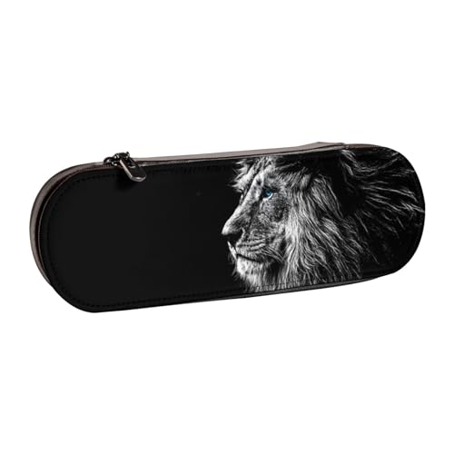 WSHFFILO Federmäppchen aus Leder mit Löwen-Motiv, tragbare Schreibwaren-Tasche von WSHFFILO