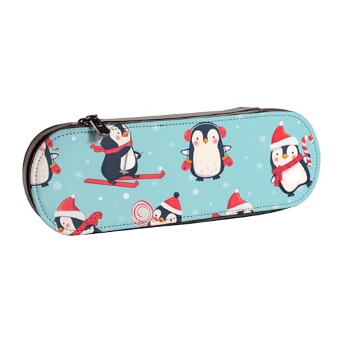 WSHFFILO Federmäppchen aus Leder mit Pinguin-Motiv, bedruckt, tragbar, für Schreibwaren von WSHFFILO
