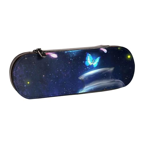 WSHFFILO Federmäppchen aus Leder mit Schmetterlings-Motiv, tragbare Schreibwaren-Tasche von WSHFFILO