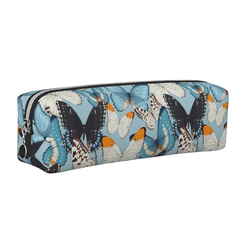 WSHFFILO Federmäppchen aus Leder mit Schmetterlingsmotiv, silber, Einheitsgröße, Münztasche von WSHFFILO