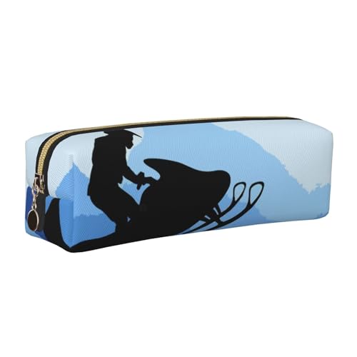 WSHFFILO Federmäppchen aus Leder mit Schneemobil, gold, Einheitsgröße, Münztasche von WSHFFILO