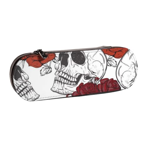 WSHFFILO Federmäppchen aus Leder mit Totenkopf-Motiv, tragbare Schreibwaren-Tasche WSHFFILO Federmäppchen aus Leder mit Totenkopf-Motiv, tragbare Schreibwaren-Tasche von WSHFFILO