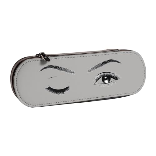 WSHFFILO Federmäppchen aus Leder mit Wimperndruck, tragbare Schreibwaren-Tasche von WSHFFILO