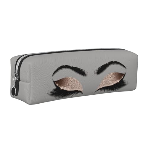 WSHFFILO Federmäppchen aus Leder mit Wimpernmuster, silber, Einheitsgröße, Münztasche von WSHFFILO