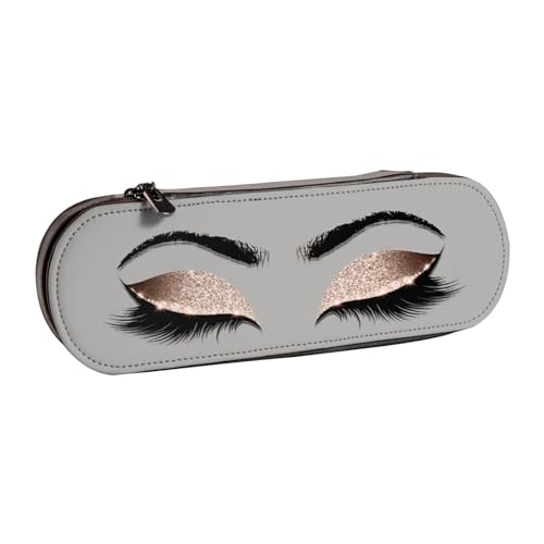 WSHFFILO Federmäppchen aus Leder mit Wimpernmuster, tragbare Schreibwaren-Tasche von WSHFFILO