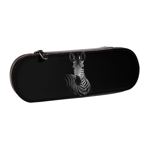 WSHFFILO Federmäppchen aus Leder mit Zebramuster, tragbare Schreibwaren-Tasche von WSHFFILO