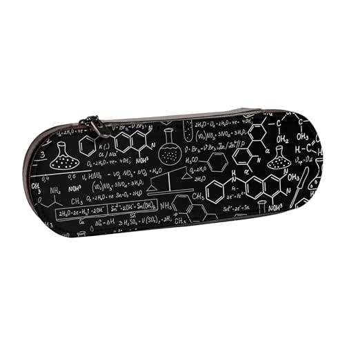 WSHFFILO Federmäppchen aus Leder mit abstraktem Aufdruck "Science Chemie", tragbare Schreibwaren-Tasche von WSHFFILO