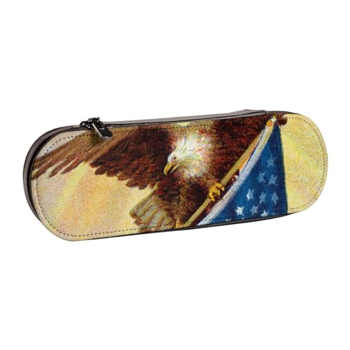 WSHFFILO Federmäppchen aus Leder mit amerikanischer Flagge und Adler, tragbare Schreibwaren-Tasche WSHFFILO Federmäppchen aus Leder mit amerikanischer Flagge und Adler, tragbare Schreibwaren-Tasche von WSHFFILO