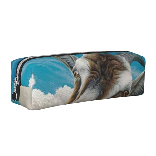 WSHFFILO Federmäppchen aus Leder mit blauem Ziegenmuster, silber, Einheitsgröße, Münztasche von WSHFFILO