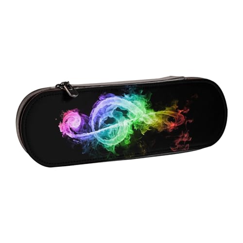 WSHFFILO Federmäppchen aus Leder mit bunten Musiknoten, tragbar, Schreibwarenetui von WSHFFILO