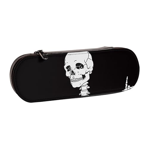 WSHFFILO Federmäppchen aus Leder mit coolem Totenkopf-Motiv, tragbare Schreibwaren-Tasche WSHFFILO Federmäppchen aus Leder mit coolem Totenkopf-Motiv, tragbare Schreibwaren-Tasche von WSHFFILO