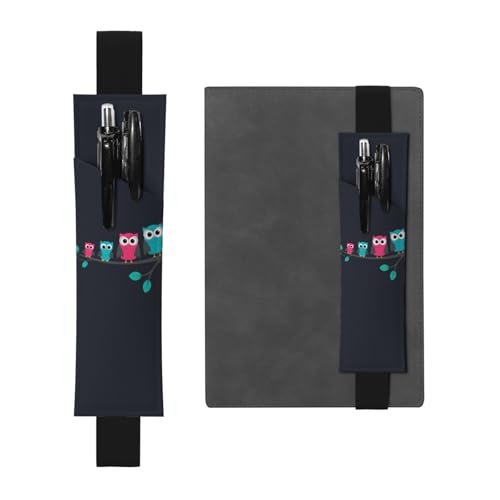 WSHFFILO Federmäppchen aus Leder mit niedlichem Eulen-Motiv, bedrucktes Lesezeichen, Schwarz , Einheitsgröße, Münztasche von WSHFFILO