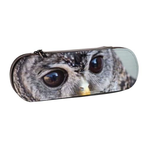 WSHFFILO Federmäppchen aus Leder mit niedlichem Eulen-Motiv, tragbare Schreibwaren-Tasche von WSHFFILO