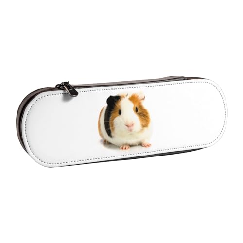 WSHFFILO Federmäppchen aus Leder mit niedlichem Meerschweinchen-Motiv, tragbare Schreibwaren-Tasche von WSHFFILO