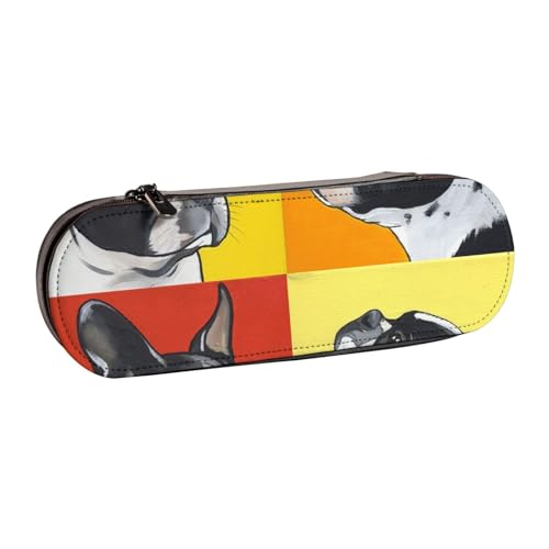 WSHFFILO Federmäppchen aus Leder mit niedlichem Mops-Aufdruck, tragbare Schreibwaren-Tasche von WSHFFILO