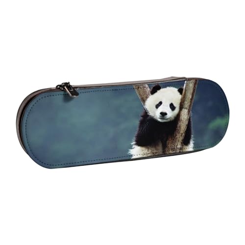 WSHFFILO Federmäppchen aus Leder mit niedlichem Panda-Aufdruck, tragbare Schreibwaren-Tasche von WSHFFILO