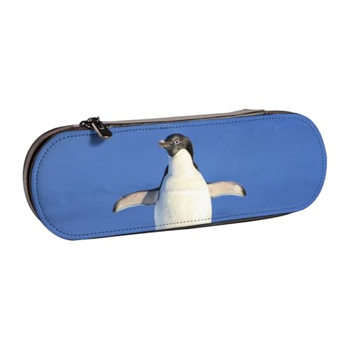 WSHFFILO Federmäppchen aus Leder mit niedlichem Pinguin-Aufdruck, tragbare Schreibwaren-Tasche von WSHFFILO