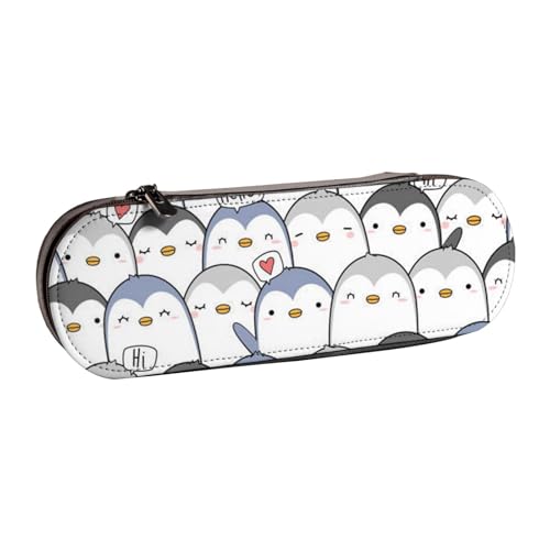 WSHFFILO Federmäppchen aus Leder mit niedlichem Pinguin-Aufdruck, tragbare Schreibwaren-Tasche von WSHFFILO
