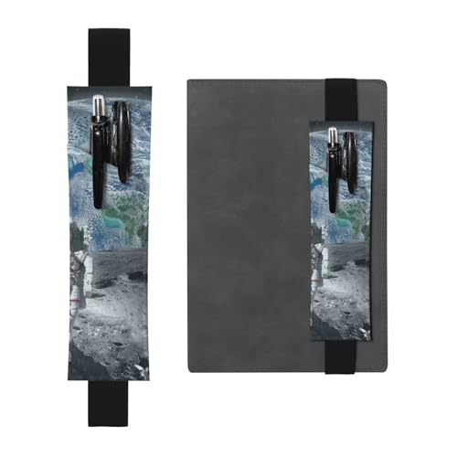 WSHFFILO Federmäppchen mit Astronautenmotiv, bedrucktes Leder, Stifthalter, Lesezeichen, Federmäpp, Schwarz , Einheitsgröße, Münztasche von WSHFFILO