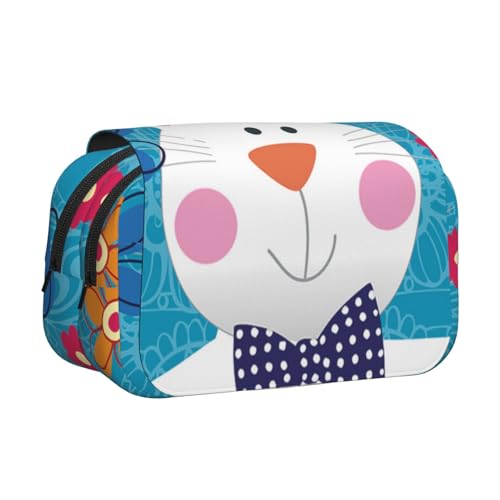 WSHFFILO Federmäppchen mit Aufdruck "Spring Happy Easter Holiday", doppeltes Federmäppchen, tragbare Schreibwaren-Tasche, Schwarz , Einheitsgröße, Münztasche von WSHFFILO