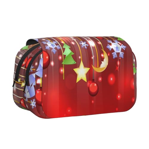 WSHFFILO Federmäppchen mit Aufschrift "Merry Christmas", doppeltes Klappetui, tragbare Schreibwarentasche, Schwarz , Einheitsgröße, Münztasche von WSHFFILO