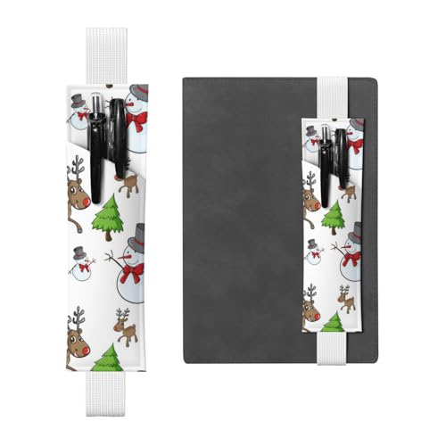 WSHFFILO Federmäppchen mit Aufschrift "Merry Christmas Happy", bedrucktes Leder-Federmäppchen, weiß, Einheitsgröße, Münztasche von WSHFFILO