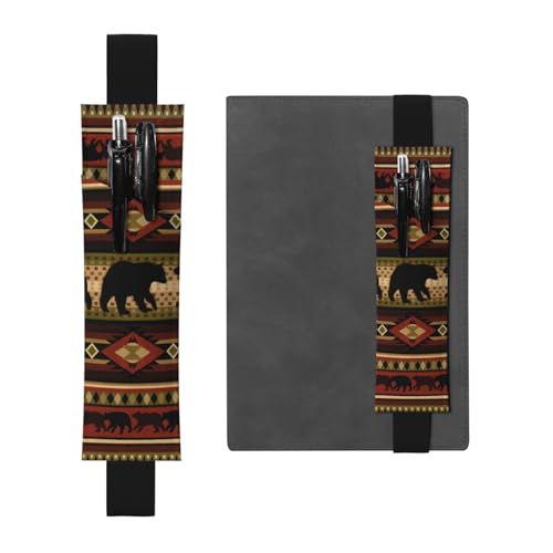 WSHFFILO Federmäppchen mit Bären-Motiv, aus Leder, für Lesezeichen, Federmäppchen, Schwarz , Einheitsgröße, Münztasche von WSHFFILO