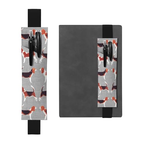 WSHFFILO Federmäppchen mit Beagle-Muster, bedrucktes Leder, Stifthalter, Lesezeichen, Federmäppchen, Schwarz , Einheitsgröße, Münztasche von WSHFFILO
