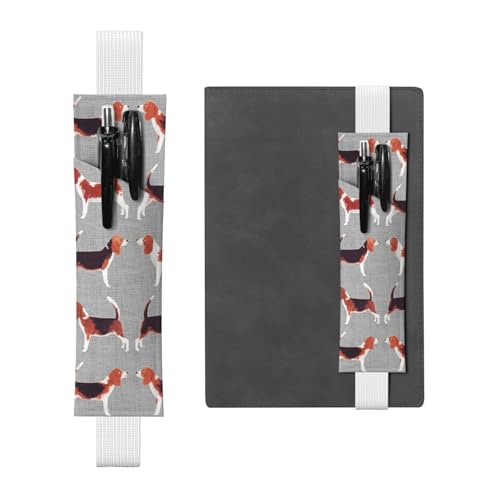 WSHFFILO Federmäppchen mit Beagle-Muster, bedrucktes Leder, Stifthalter, Lesezeichen, Federmäppchen, weiß, Einheitsgröße, Münztasche von WSHFFILO