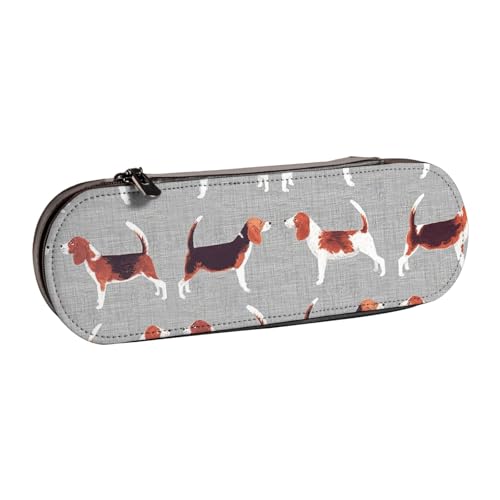 WSHFFILO Federmäppchen mit Beagle-Muster, bedrucktes Leder, tragbare Schreibwaren-Tasche von WSHFFILO
