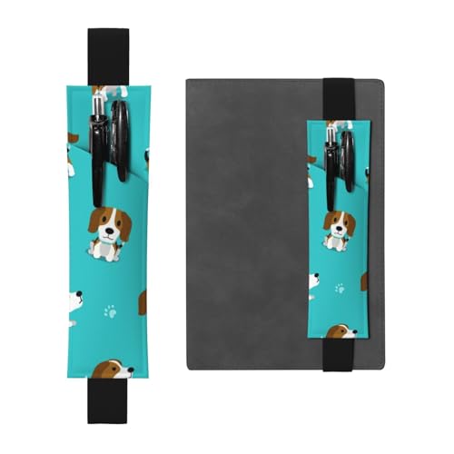 WSHFFILO Federmäppchen mit Cartoon-Beagle-Motiv, bedrucktes Leder, Stifthalter, Lesezeichen, Federmäppchen, Schwarz , Einheitsgröße, Münztasche von WSHFFILO