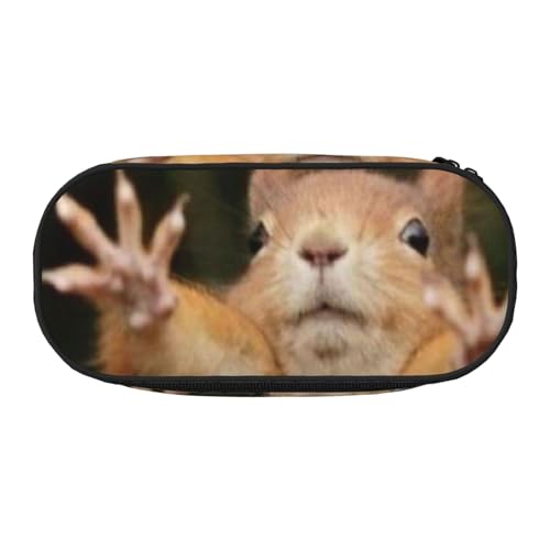 WSHFFILO Federmäppchen mit Eichhörnchen-Motiv, mit lustigem Tierdruck, Federmäppchen, tragbare Schreibwaren-Tasche, Schwarz , Einheitsgröße, Münztasche von WSHFFILO