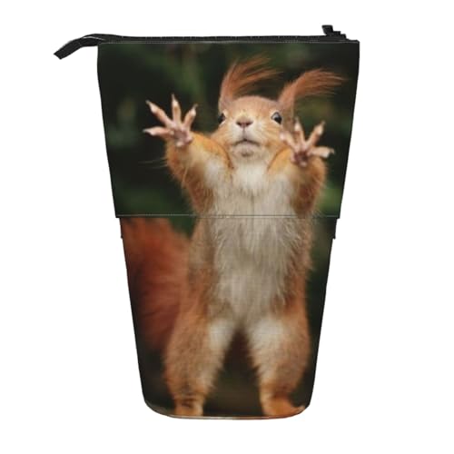 WSHFFILO Federmäppchen mit Eichhörnchen-Motiv, mit lustigem Tierdruck, Teleskop, erweiterbar von WSHFFILO