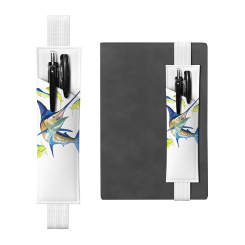 WSHFFILO Federmäppchen mit Fischkunst-Motiv, bedrucktes Leder, Lesezeichen, Federmäppchen, weiß, Einheitsgröße, Münztasche von WSHFFILO