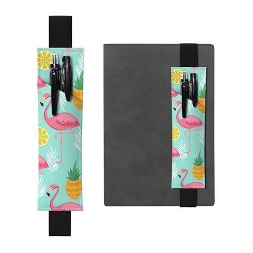 WSHFFILO Federmäppchen mit Flamingo-Motiv, Leder, Stiftehalter, Lesezeichen, Federmäppchen, Schwarz , Einheitsgröße, Münztasche von WSHFFILO