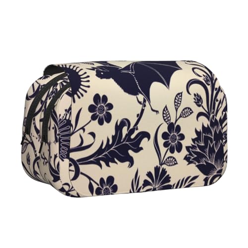 WSHFFILO Federmäppchen mit Fledermausdruck, doppeltes Klappetui, Federmäppchen, tragbare Schreibwarentasche, Schwarz , Einheitsgröße, Münztasche von WSHFFILO