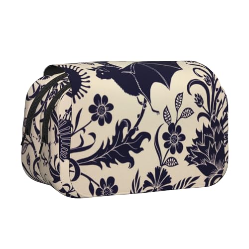 WSHFFILO Federmäppchen mit Fledermausmuster, doppeltes Klappetui, Federmäppchen, tragbare Schreibwarentasche, Schwarz , Einheitsgröße, Münztasche von WSHFFILO