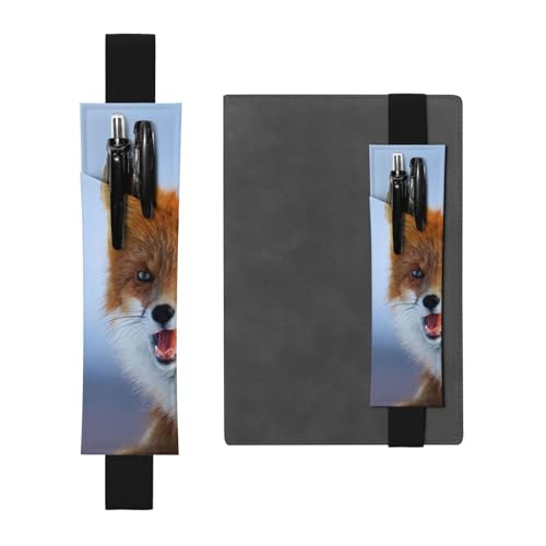 WSHFFILO Federmäppchen mit Fuchs-Motiv, aus Leder, Schwarz , Einheitsgröße, Münztasche von WSHFFILO