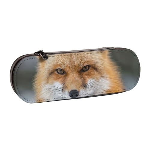 WSHFFILO Federmäppchen mit Fuchs-Motiv, aus Leder, tragbar von WSHFFILO