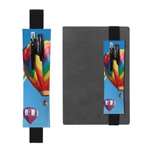 WSHFFILO Federmäppchen mit Heißluftballons, bedrucktes Leder, Stifthalter, Lesezeichen, Federmäppchen, Schwarz , Einheitsgröße, Münztasche von WSHFFILO