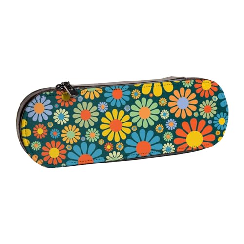 WSHFFILO Federmäppchen mit Hippie-Muster, bedrucktes Leder-Federmäppchen, tragbare Schreibwaren-Tasche von WSHFFILO