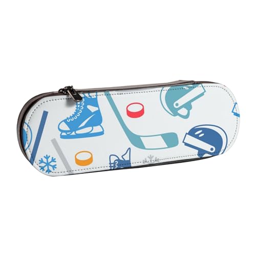 WSHFFILO Federmäppchen mit Hockey-Elementen, kreatives Muster, bedrucktes Leder, tragbare Schreibwaren-Tasche von WSHFFILO