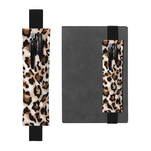 WSHFFILO Federmäppchen mit Leopardenmuster, bedrucktes Leder, Stifthalter, Lesezeichen, Federmäppchen, Schwarz , Einheitsgröße, Münztasche von WSHFFILO