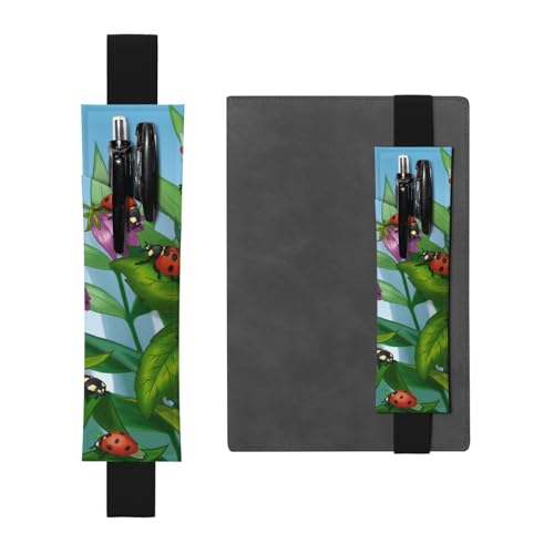 WSHFFILO Federmäppchen mit Marienkäfer-Motiv, aus Leder, Schwarz , Einheitsgröße, Münztasche von WSHFFILO