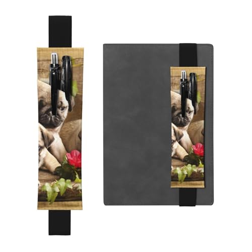 WSHFFILO Federmäppchen mit Mops-Aufdruck, Leder, Lesezeichen, Federmäppchen, Schwarz , Einheitsgröße, Münztasche von WSHFFILO